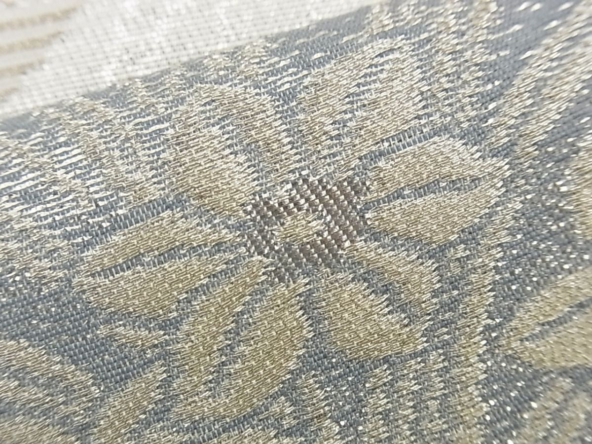 平和屋着物■六通柄袋帯 色紙重ね流水花文 銀糸 逸品 n-ac0084