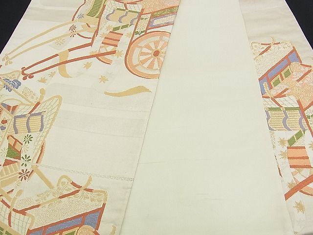 平和屋着物■六通柄袋帯 唐織 御所車文 金銀糸 逸品 n-am0231