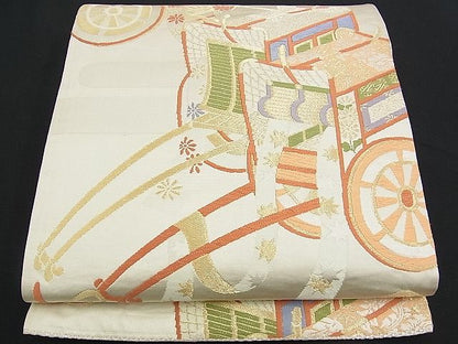 平和屋着物■六通柄袋帯 唐織 御所車文 金銀糸 逸品 n-am0231