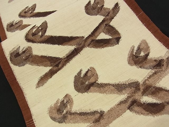 平和屋着物■六通柄袋帯 紬地 枝葉文 逸品 n-am0251