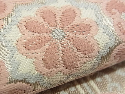 平和屋着物■六通柄袋帯 唐織 エ霞吉祥花文 銀糸 逸品 n-am0261