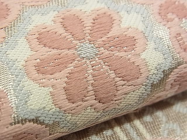 平和屋着物■六通柄袋帯 唐織 エ霞吉祥花文 銀糸 逸品 n-am0261