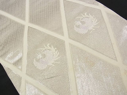 平和屋着物■六通柄袋帯 唐織 鳳凰菱吉祥文 銀糸 逸品 n-am0305