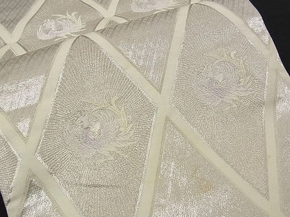 平和屋着物■六通柄袋帯 唐織 鳳凰菱吉祥文 銀糸 逸品 n-am0305
