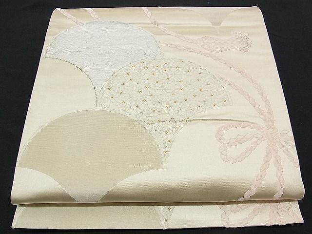 平和屋着物■六通柄袋帯 唐織 花青海波結び紐文 金銀糸 逸品 n-am0326
