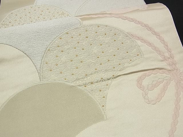 平和屋着物■六通柄袋帯 唐織 花青海波結び紐文 金銀糸 逸品 n-am0326