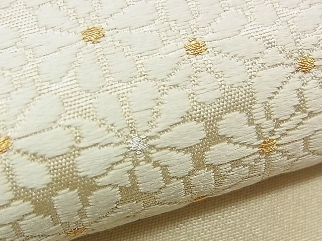 平和屋着物■六通柄袋帯 唐織 花青海波結び紐文 金銀糸 逸品 n-am0326