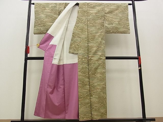平和屋着物■上質な紬　風景文　逸品　n-am0393