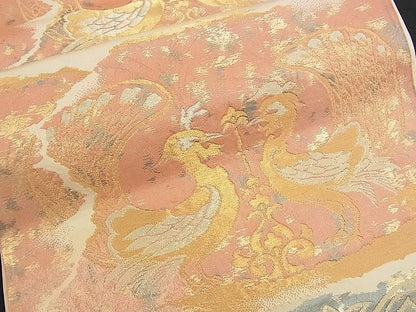 平和屋着物■六通柄袋帯 更紗孔雀花文 金銀糸 逸品 n-am0844
