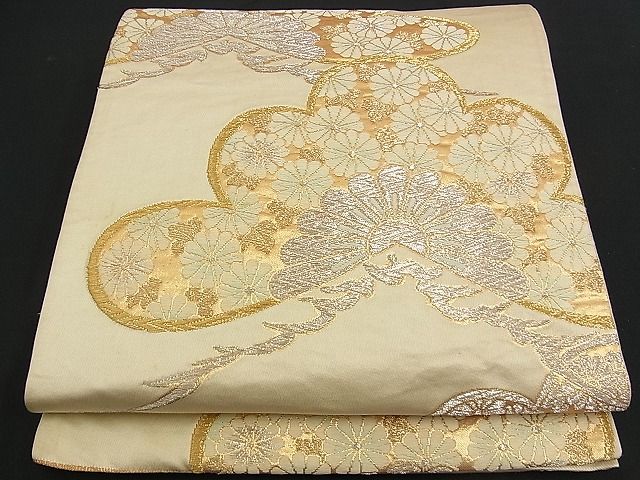 平和屋着物■六通柄袋帯 唐織 菊松文 金銀糸 逸品 n-am0849