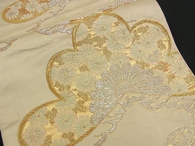平和屋着物■六通柄袋帯 唐織 菊松文 金銀糸 逸品 n-am0849