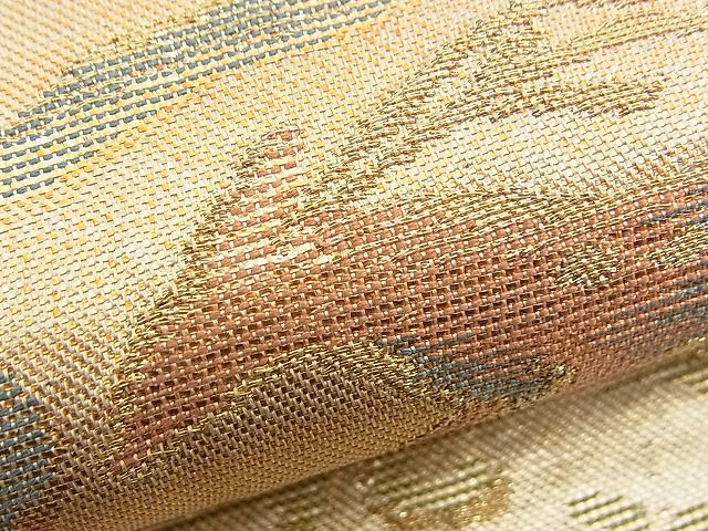平和屋着物■六通柄袋帯 更紗動物文 金糸 逸品 n-am0852