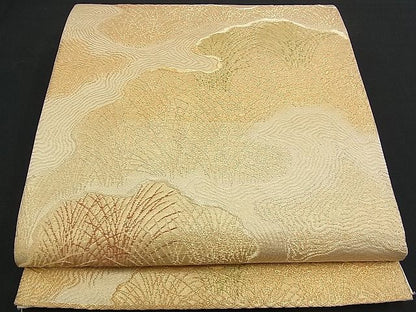 平和屋着物■六通柄袋帯 流水薄文 金糸 逸品 n-am0858