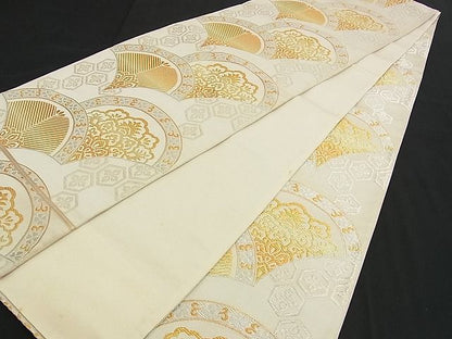 平和屋着物■全通柄袋帯 青海波吉祥花文 金銀糸 逸品 n-am0859