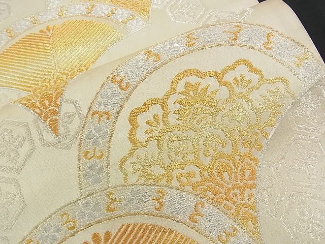 平和屋着物■全通柄袋帯 青海波吉祥花文 金銀糸 逸品 n-am0859