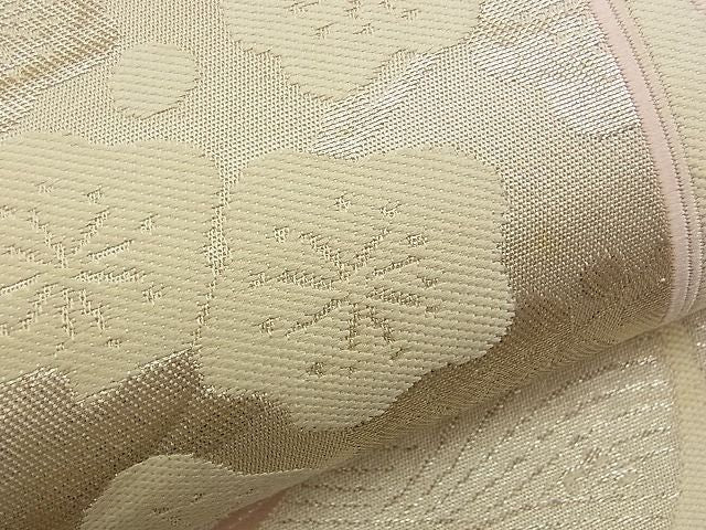 平和屋着物■六通柄袋帯 唐織 色紙吉祥花文 銀糸 逸品 n-am0873
