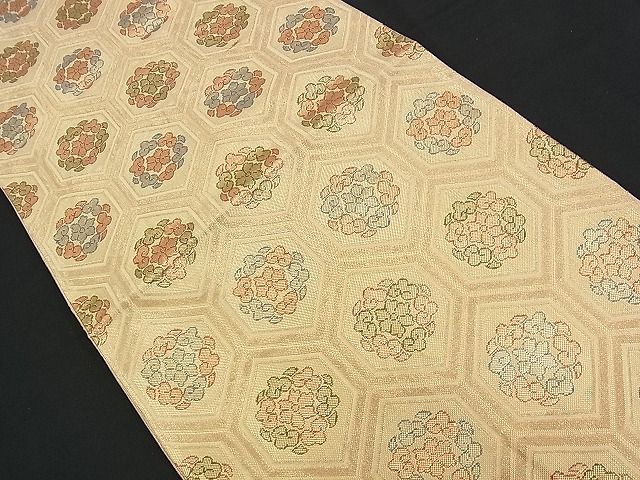 平和屋着物■六通柄袋帯 花菱亀甲文 金糸 逸品 n-am0878