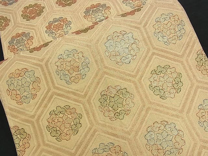 平和屋着物■六通柄袋帯 花菱亀甲文 金糸 逸品 n-am0878