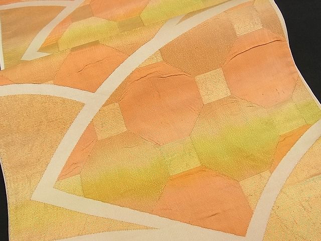 平和屋着物■西陣 六通柄袋帯 ふくれ織 地紙蜀江文 金糸 逸品 n-am0898