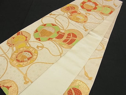 平和屋着物■六通柄袋帯 唐織 鼓吉祥文 金銀糸 逸品 n-am0900