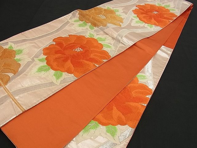 平和屋着物■六通柄袋帯 唐織 立涌牡丹文 金銀糸 逸品 n-am0903