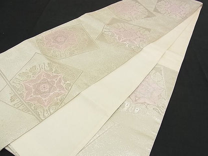 平和屋着物■六通柄袋帯 唐織 色紙吉祥花文 銀糸 逸品 n-am0905
