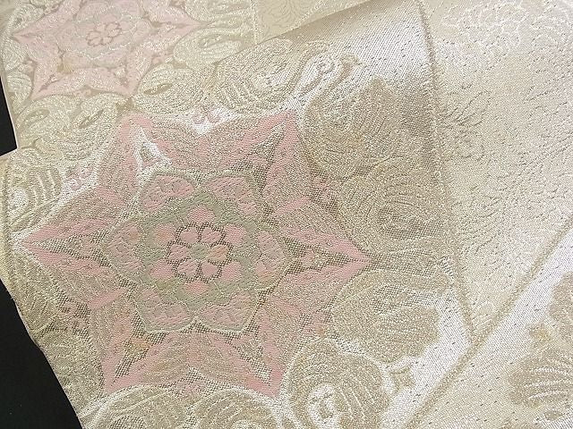 平和屋着物■六通柄袋帯 唐織 色紙吉祥花文 銀糸 逸品 n-am0905