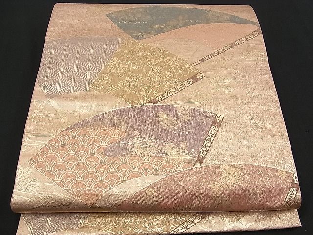 平和屋着物■六通柄袋帯 扇面吉祥文 金糸 逸品 n-am0907
