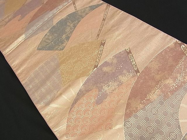 平和屋着物■六通柄袋帯 扇面吉祥文 金糸 逸品 n-am0907