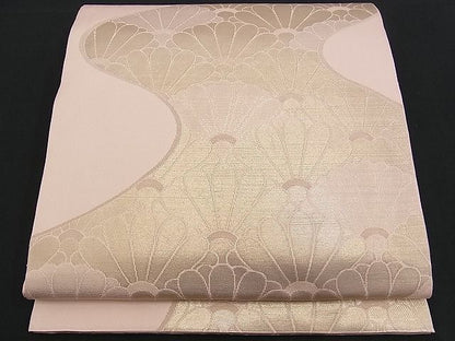 平和屋着物■六通柄 本袋帯 流水菊青海波 金糸 逸品 n-am0916