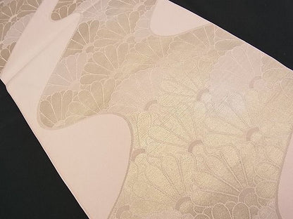 平和屋着物■六通柄 本袋帯 流水菊青海波 金糸 逸品 n-am0916