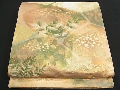 平和屋着物■六通柄袋帯 切嵌こぼれ松葉文 金糸 逸品 n-am0954