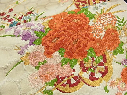平和屋着物■六通柄袋帯 唐織 花車文 金銀糸 逸品 n-am0971
