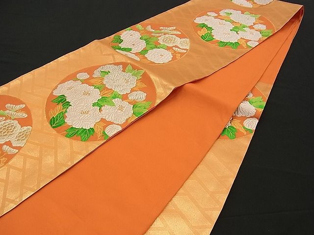 平和屋着物■六通柄袋帯 唐織 草花丸文 金銀糸 逸品 n-am0976