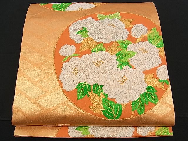 平和屋着物■六通柄袋帯 唐織 草花丸文 金銀糸 逸品 n-am0976