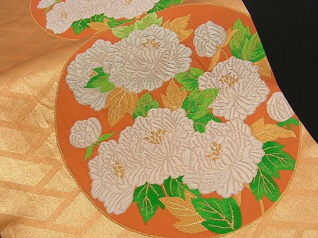 平和屋着物■六通柄袋帯 唐織 草花丸文 金銀糸 逸品 n-am0976