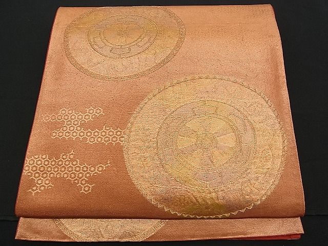 平和屋着物■西陣 六通柄袋帯 源氏車文 金糸 逸品 n-am0978