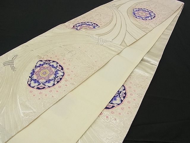 平和屋着物■六通柄袋帯 唐織 結び紐吉祥花文 金銀糸 逸品 n-am0982