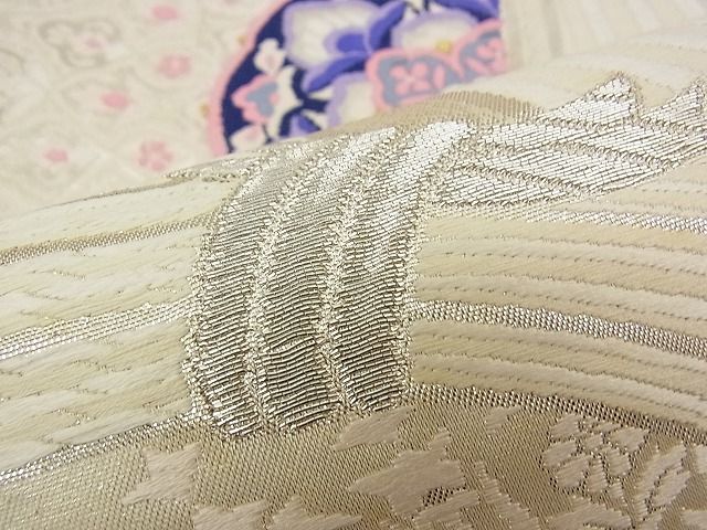 平和屋着物■六通柄袋帯 唐織 結び紐吉祥花文 金銀糸 逸品 n-am0982