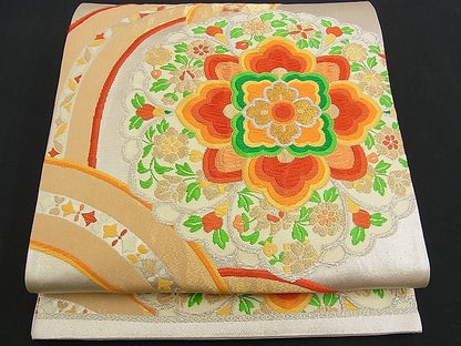 平和屋着物■六通柄袋帯 唐織 吉祥花文 金銀糸 逸品 n-am0991