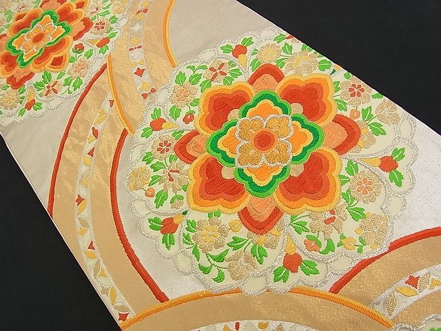 平和屋着物■六通柄袋帯 唐織 吉祥花文 金銀糸 逸品 n-am0991