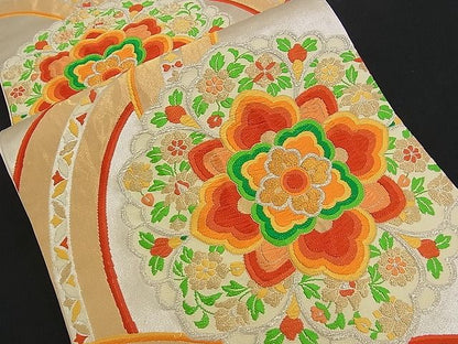 平和屋着物■六通柄袋帯 唐織 吉祥花文 金銀糸 逸品 n-am0991