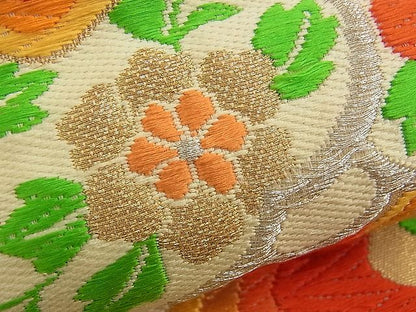 平和屋着物■六通柄袋帯 唐織 吉祥花文 金銀糸 逸品 n-am0991