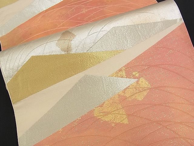 平和屋着物■六通柄袋帯 切嵌芝草文 金銀糸 逸品 n-am0992