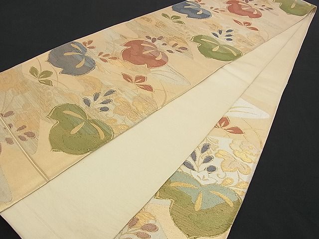 平和屋着物■六通柄袋帯 草花文 金銀糸 逸品 n-am0994