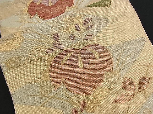 平和屋着物■六通柄袋帯 草花文 金銀糸 逸品 n-am0994