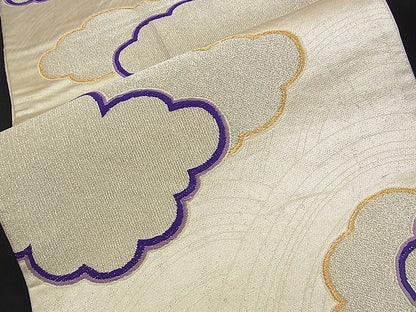 平和屋着物■六通柄袋帯 唐織 雲重ね文 金糸 逸品 n-am0997
