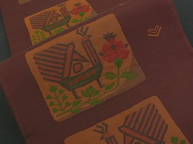 平和屋着物■六通柄袋帯 コプト花鳥文 きらら 雲母 逸品 n-am0999