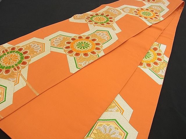 平和屋着物■六通柄袋帯 唐織 毘沙門亀甲花文 金銀糸 逸品 n-am1000