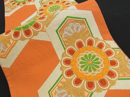 平和屋着物■六通柄袋帯 唐織 毘沙門亀甲花文 金銀糸 逸品 n-am1000